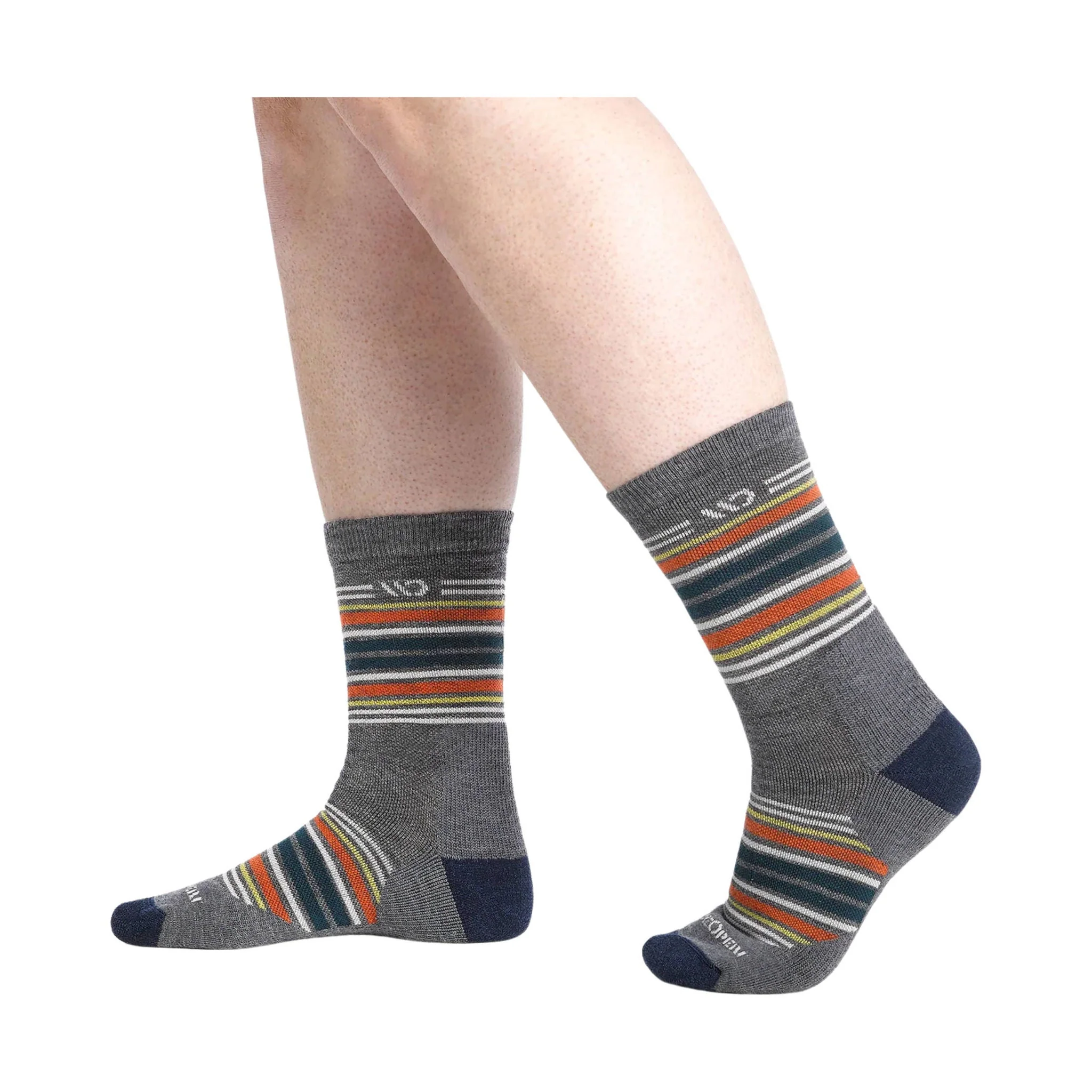 Wide Open Men's Multi Stripe Cushioned Micro Crew Socks - Gray - Image 2