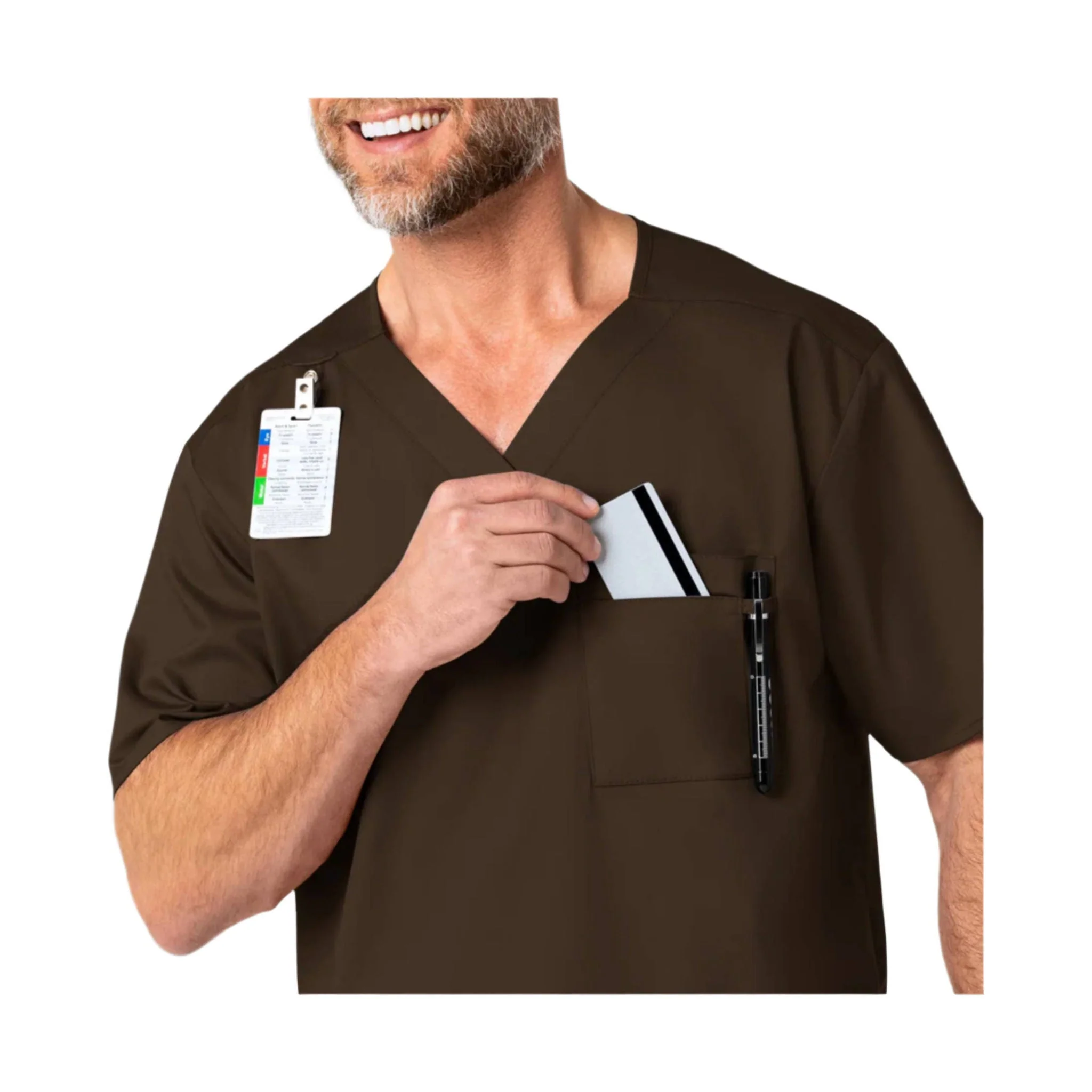 Wink Men's V Neck Scrub Top - Chocolate - Image 3
