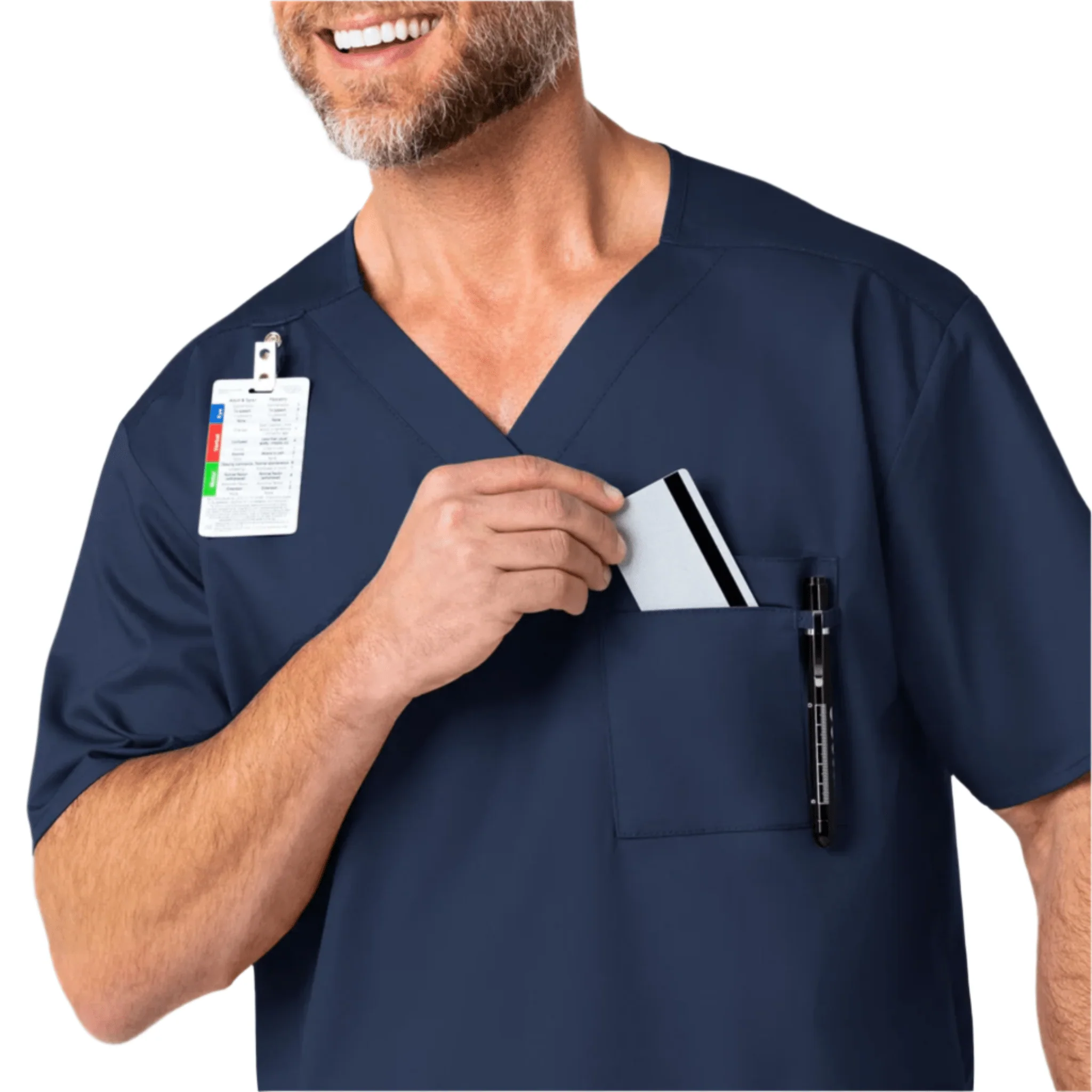Wink Men's V Neck Scrub Top - Navy Blue - Image 3