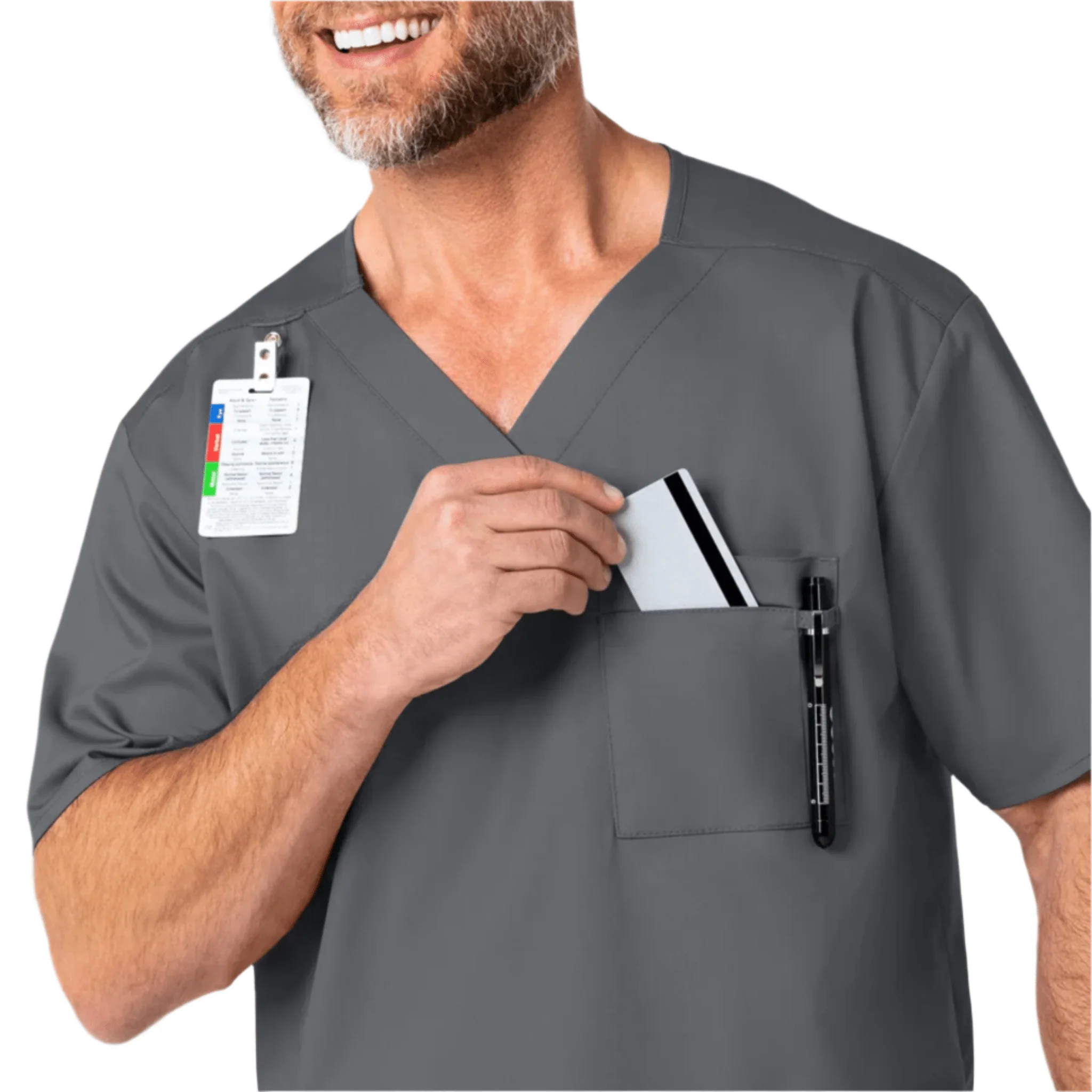 Wink Men's V Neck Scrub Top - Pewter - Image 3