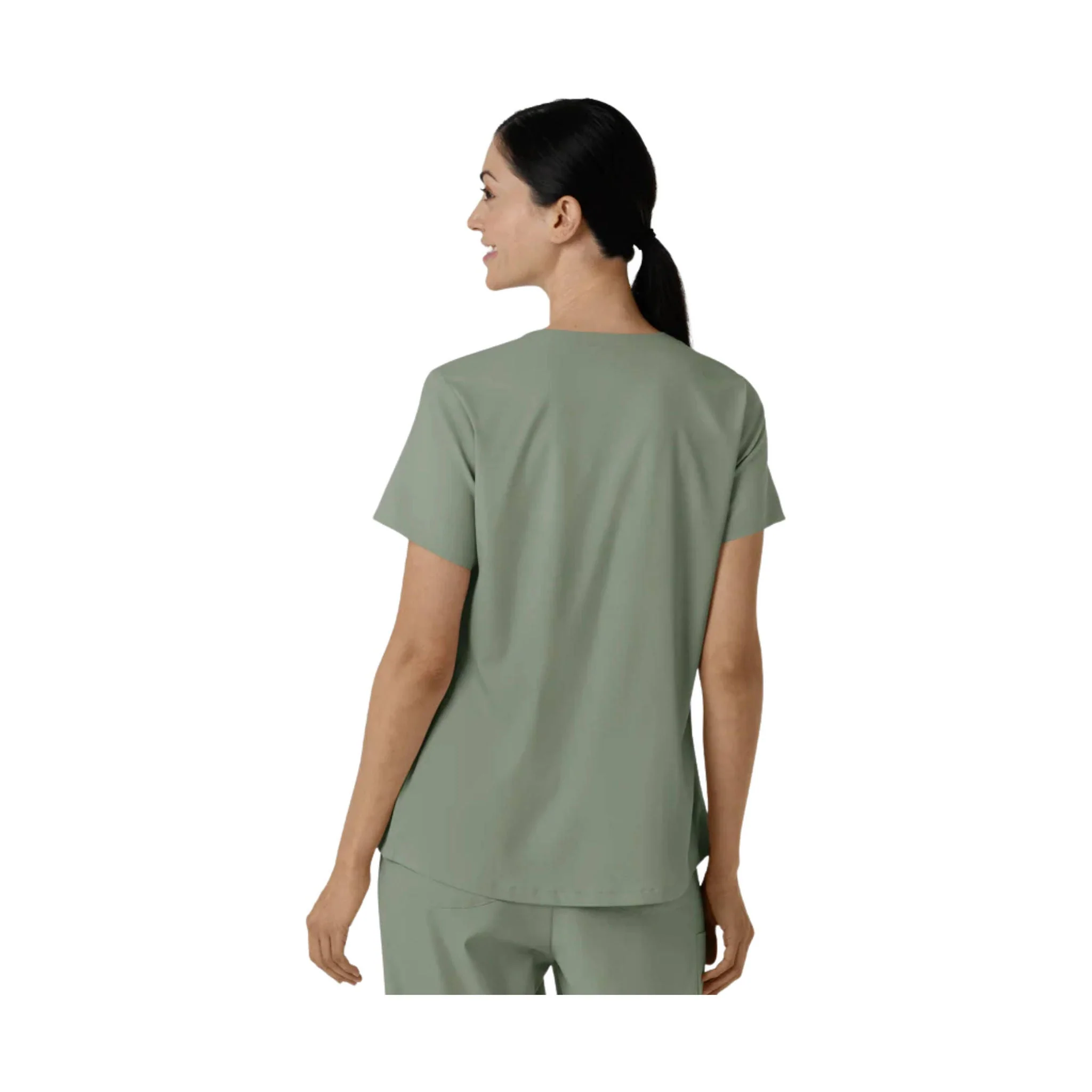 Wink Women's 2 Pocket V Neck Scrub Top - Sage Heather - Image 2