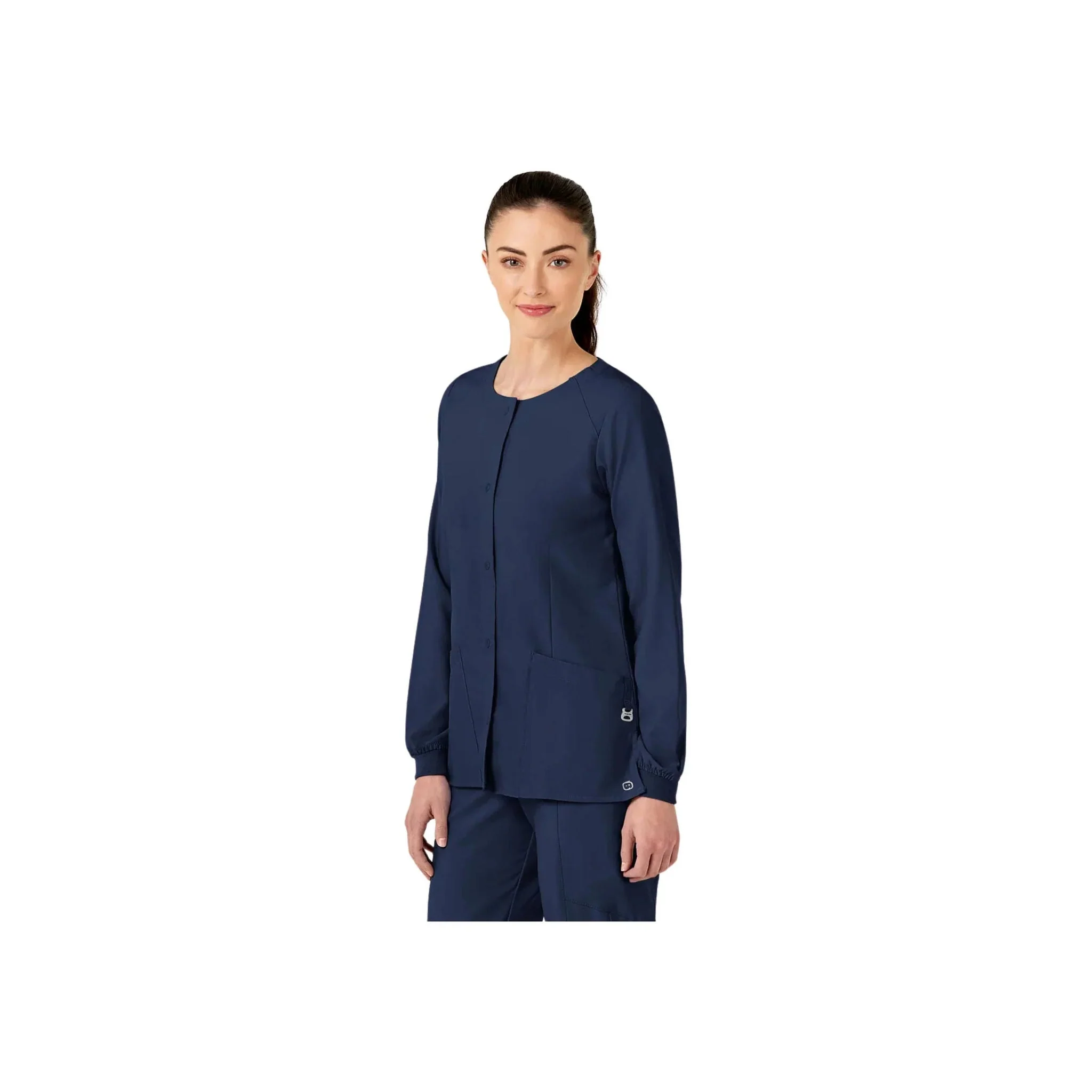 Wink Women's Crew Neck Warm Up Scrub Jacket - Navy - Image 2