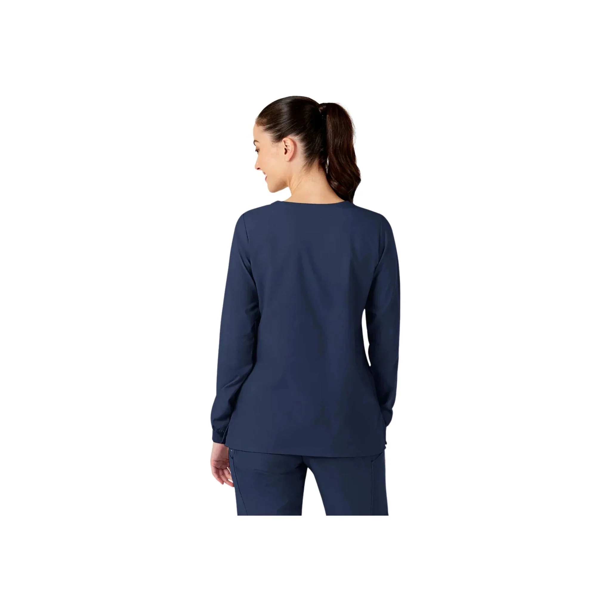 Wink Women's Crew Neck Warm Up Scrub Jacket - Navy - Image 3
