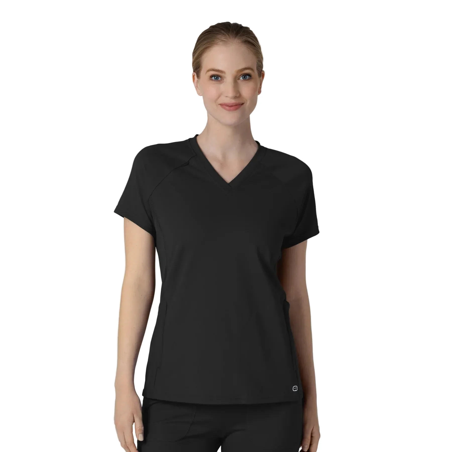 Wink Women's Flex n Reach V Neck Raglan Scrub Top - Black