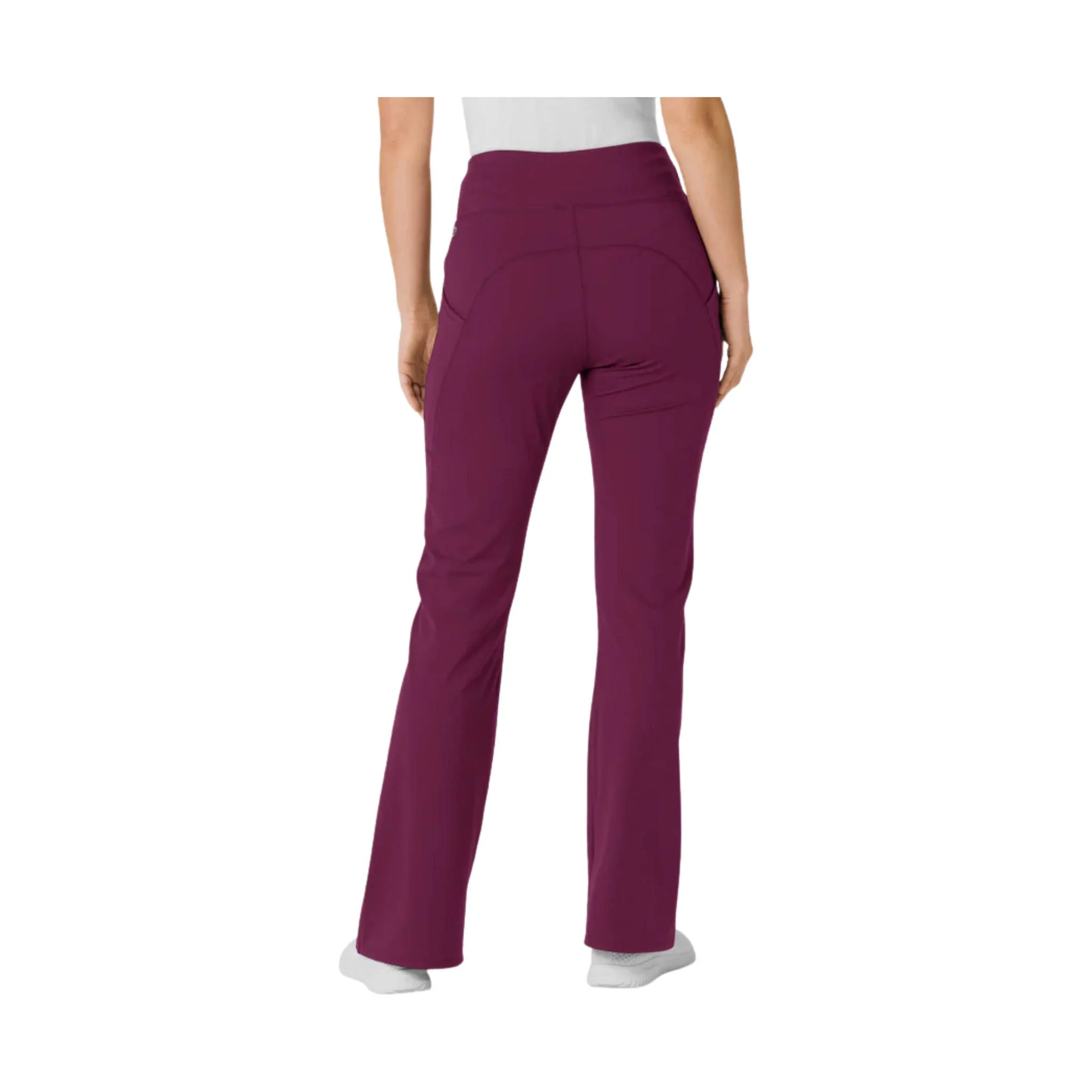 Wink Women's Knit Flare Yoga Scrub Pant - Wine - Image 2