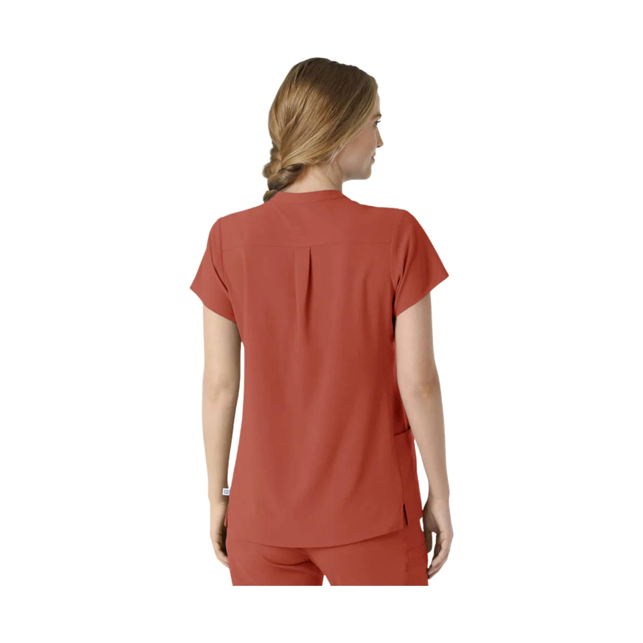 Wink Women's Mandarin Collar Scrub Top - Mineral Red - Image 2