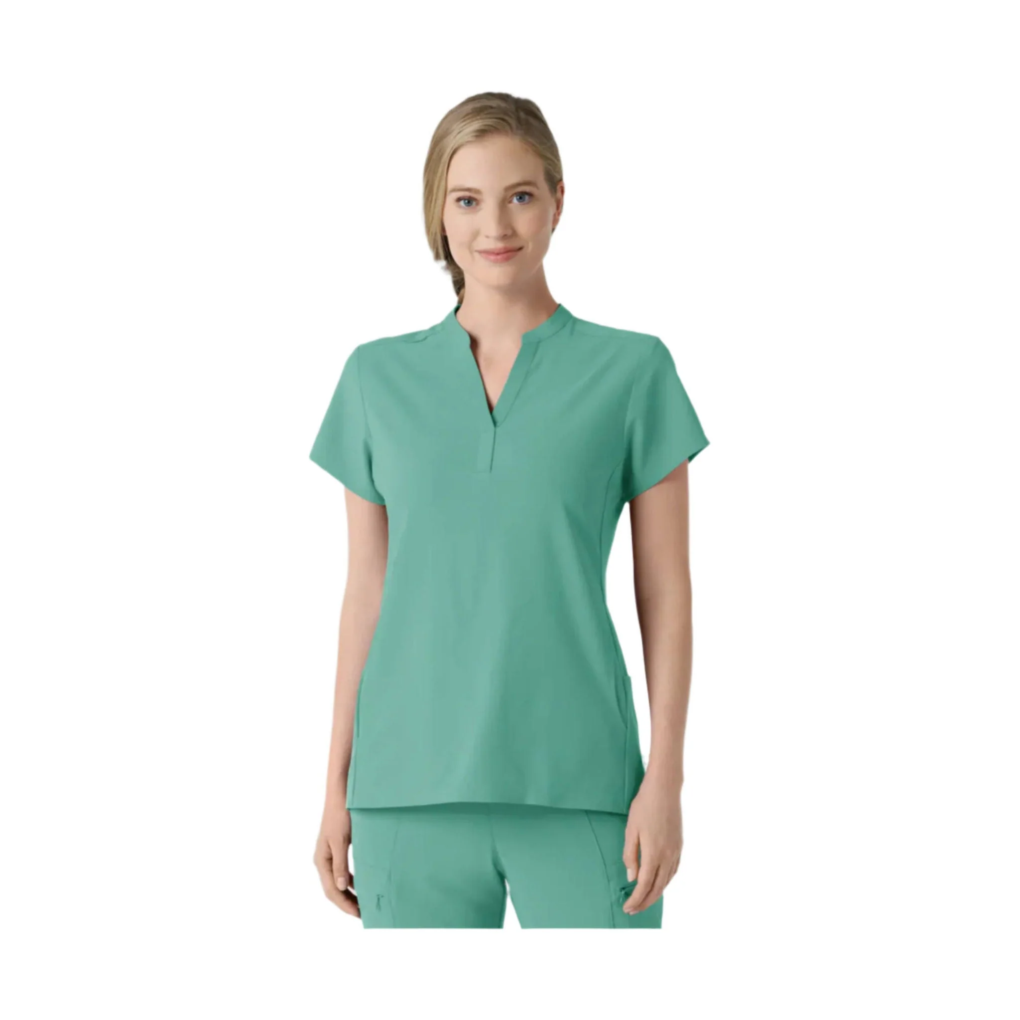Wink Women's Renew Mandarin Collar Scrub Top - Turquoise