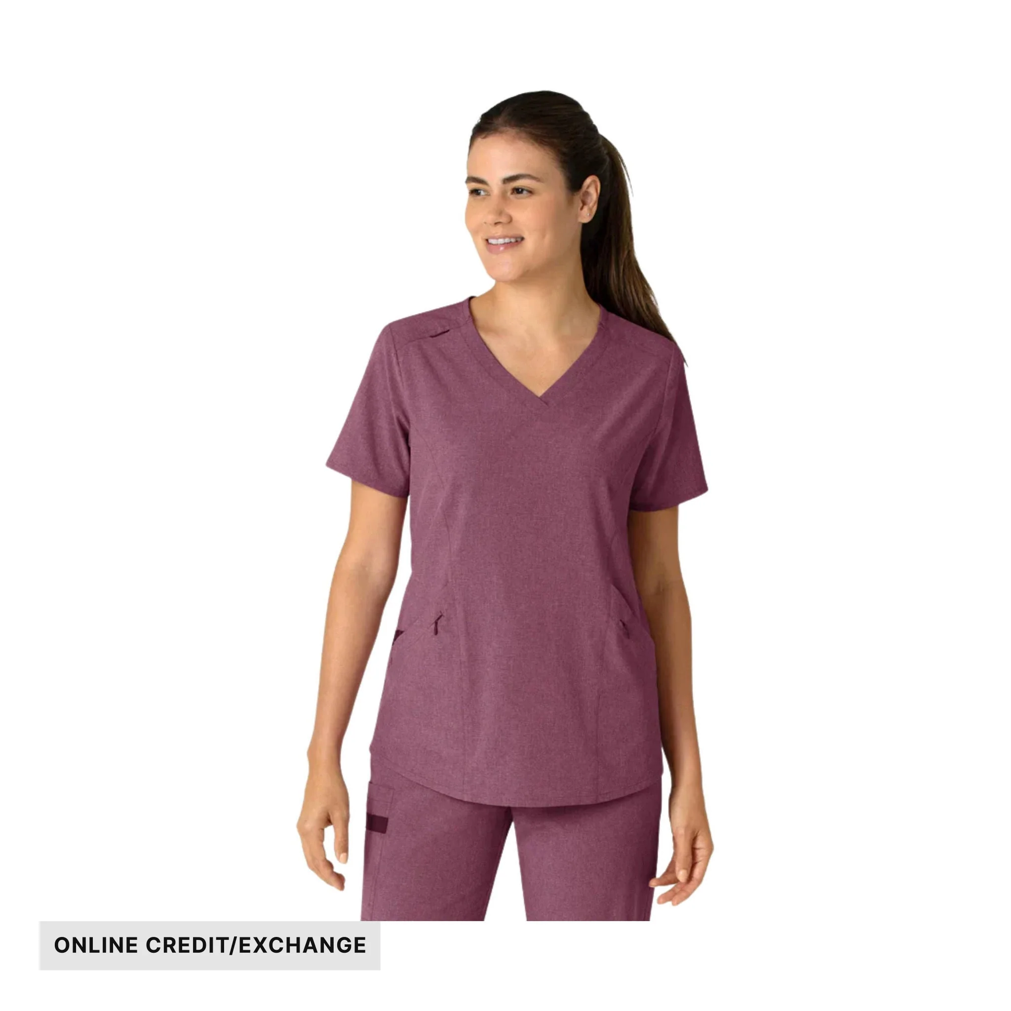 Wink Women's Renew V Neck Scrub Top - Wine Heather
