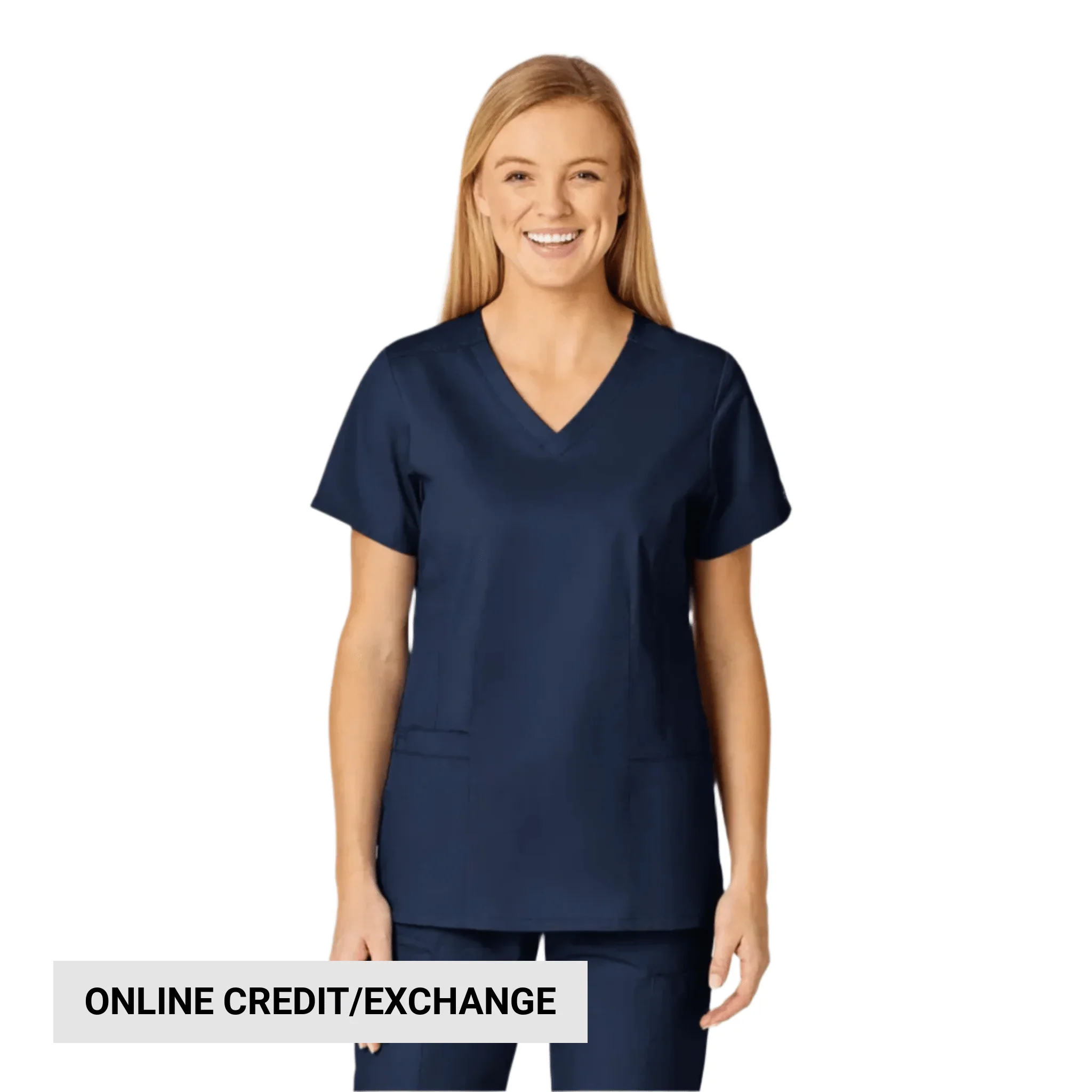Wink Women's Shaped V Neck Scrub Top - Navy Blue