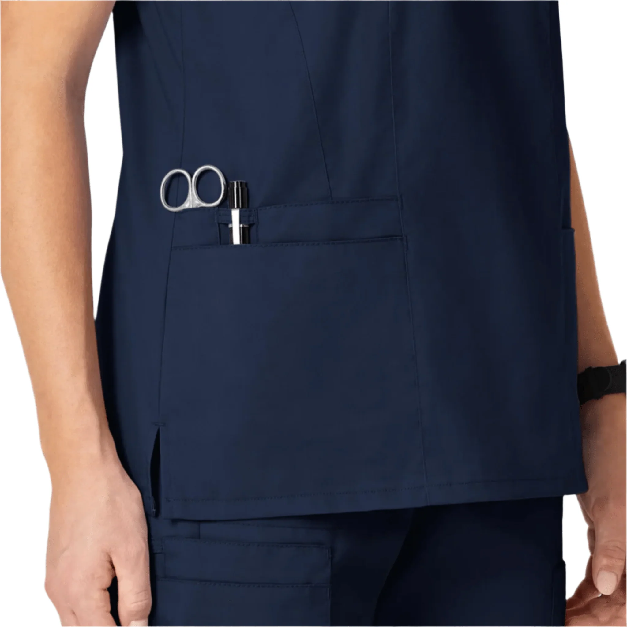 Wink Women's Shaped V Neck Scrub Top - Navy Blue - Image 4