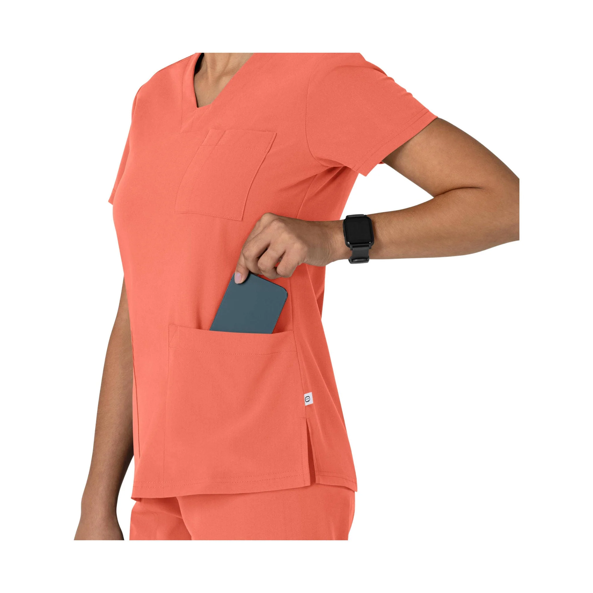 Wink Women's V Neck Flex Panel Scrub Top - Sugar Coral - Image 2