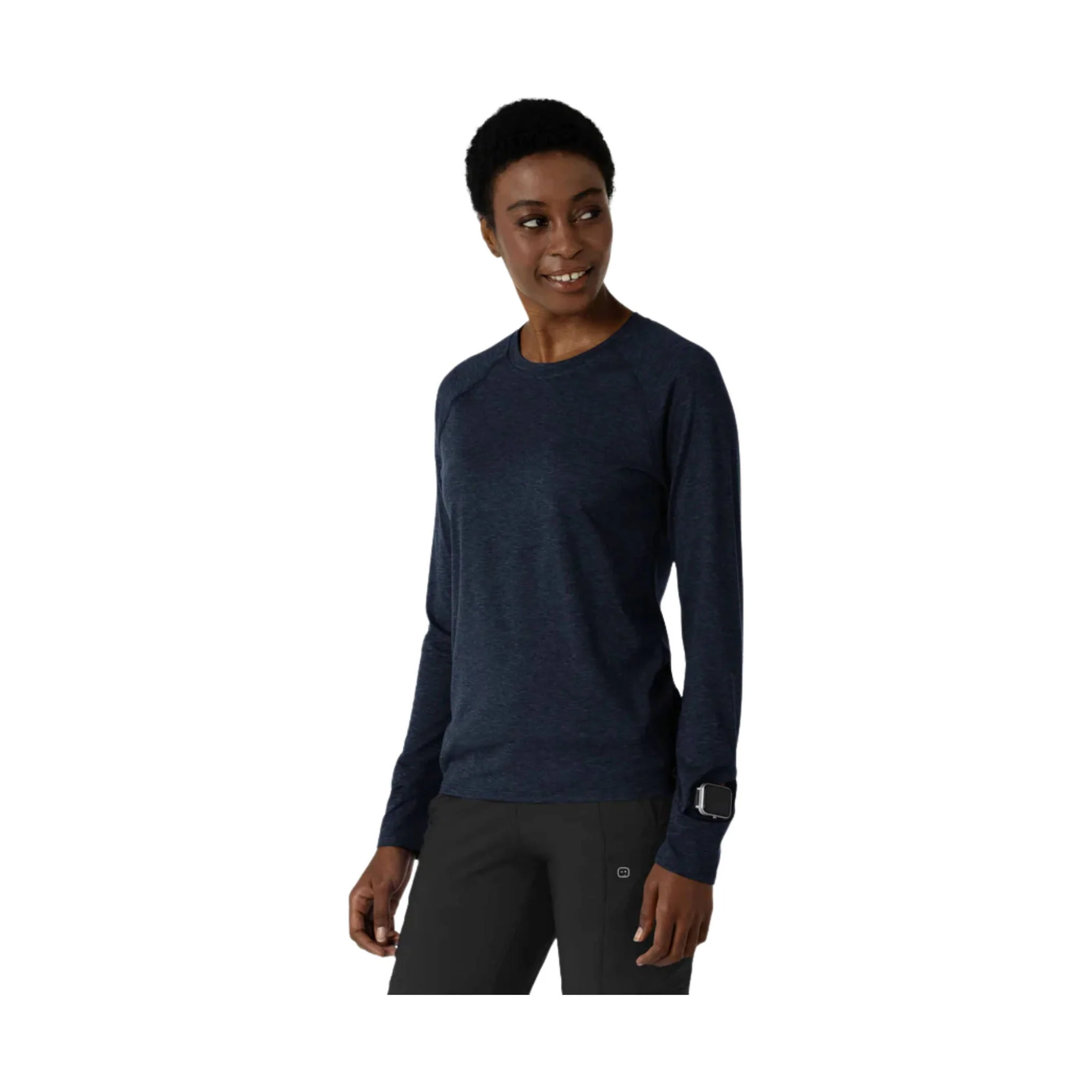 Wink Women's Watch Window Long Sleeve Underscrub Top - Navy Heather