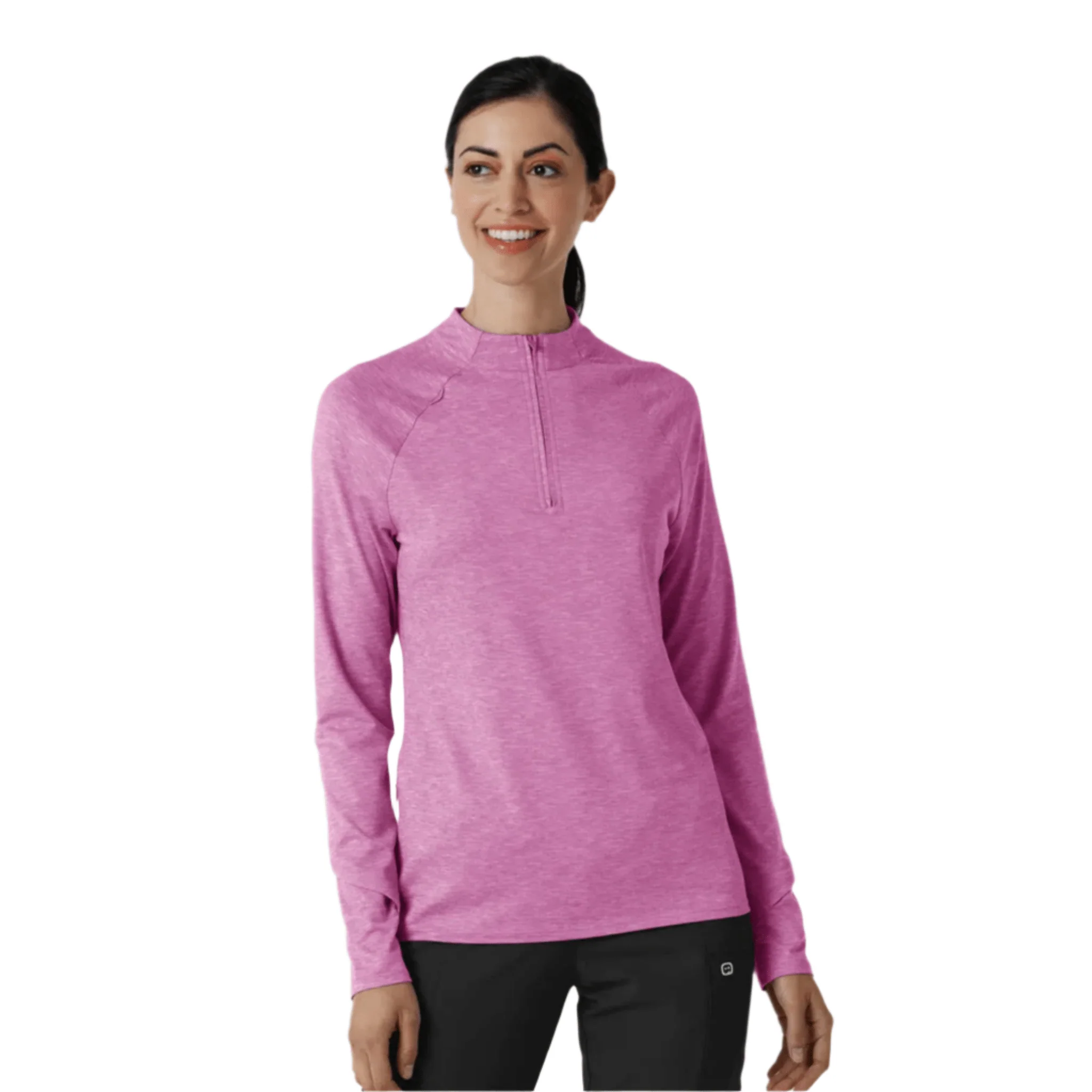 Wink Women's Watch Window Quarter Zip Top - Raspberry Heather