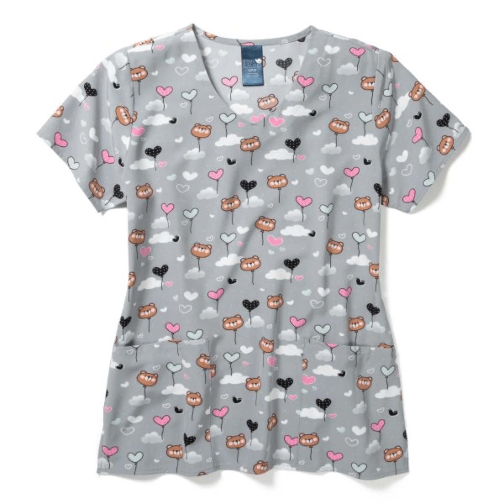 Wink Zoe Chole Women's Performance V Neck Print Scrub Top - Beary Sweet