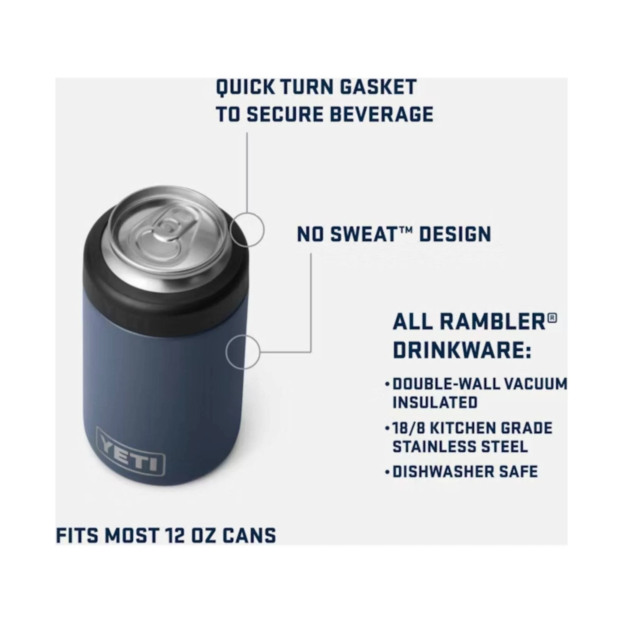 YETI Rambler 12 oz Colster Can Cooler - Navy - Image 3