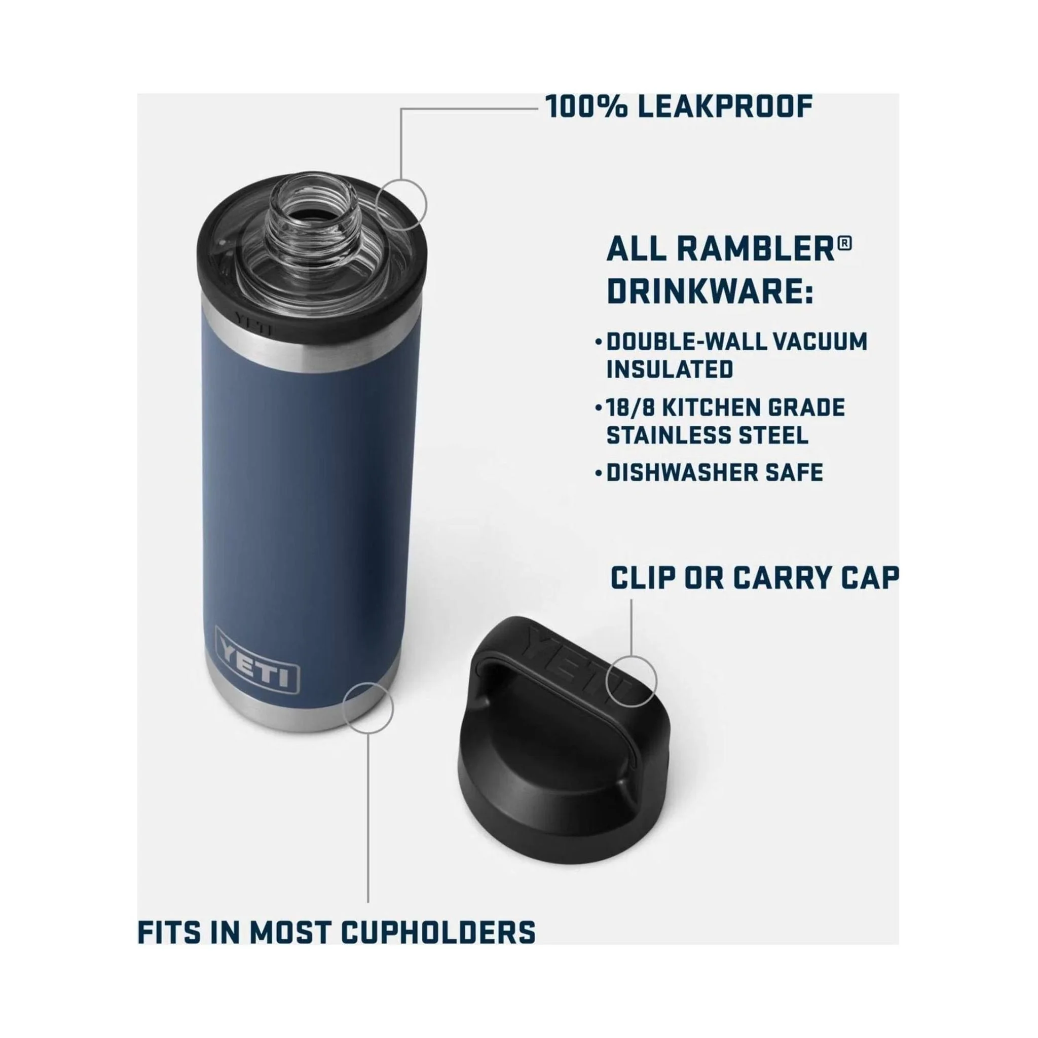 YETI Rambler 18oz Water Bottle With Chug Cap - Black - Image 4